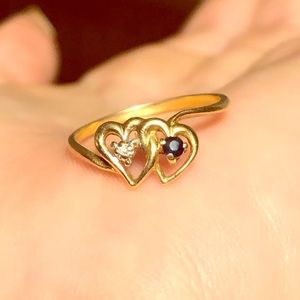14 K Gold Double Heart Ring